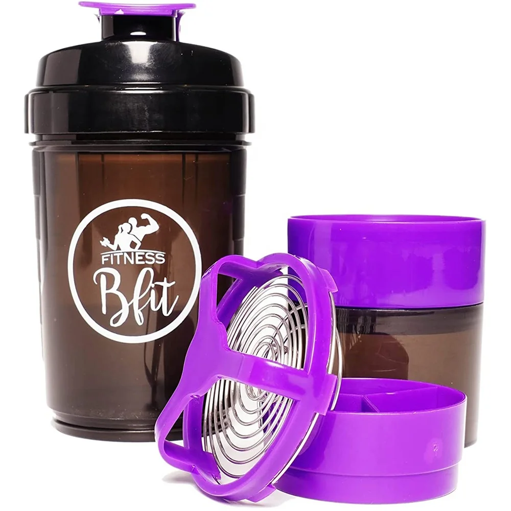 500ml Bpa Free Nutrition Bottle Gym Sports Protein Shaker Cup Water With Storage Container and Pill Box