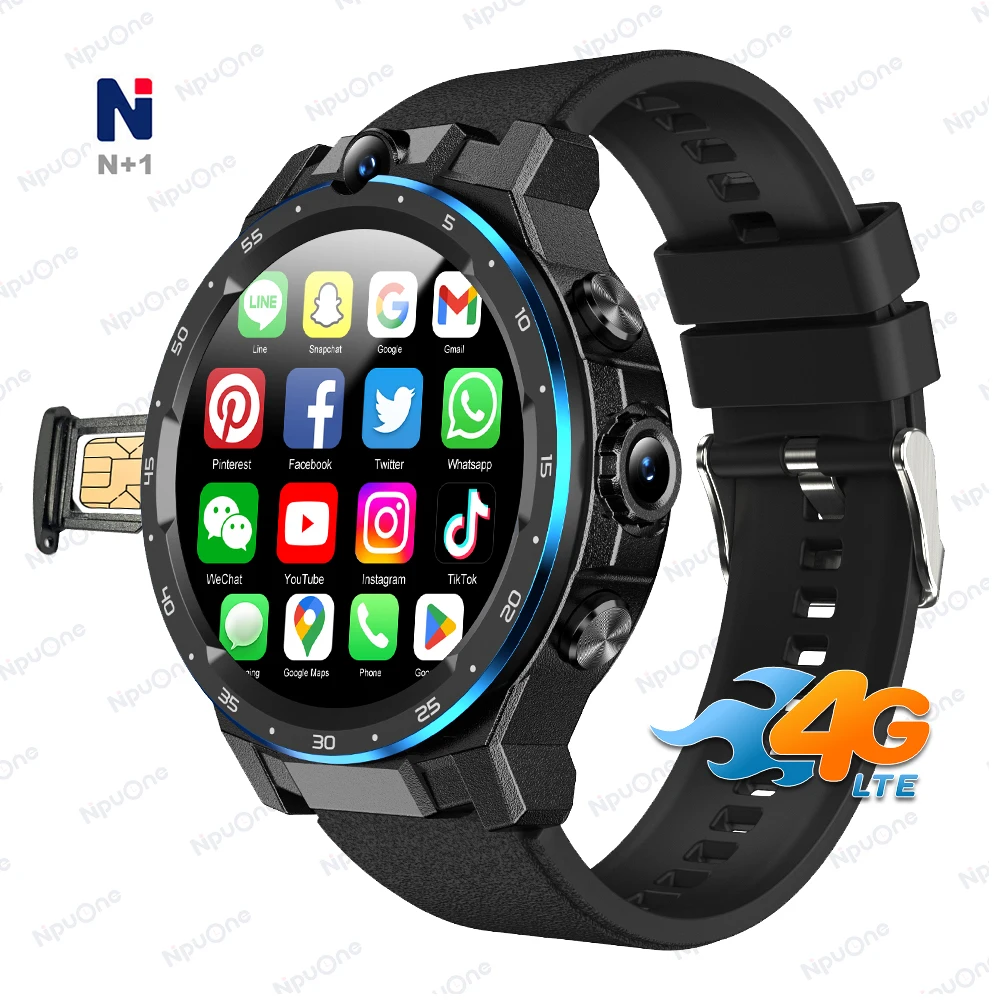 6GB+128GB Dual Chip Dual System 4G SIM Card Call WIFI GPS Tracker Dual Camera Video Call Smart Watch Phone