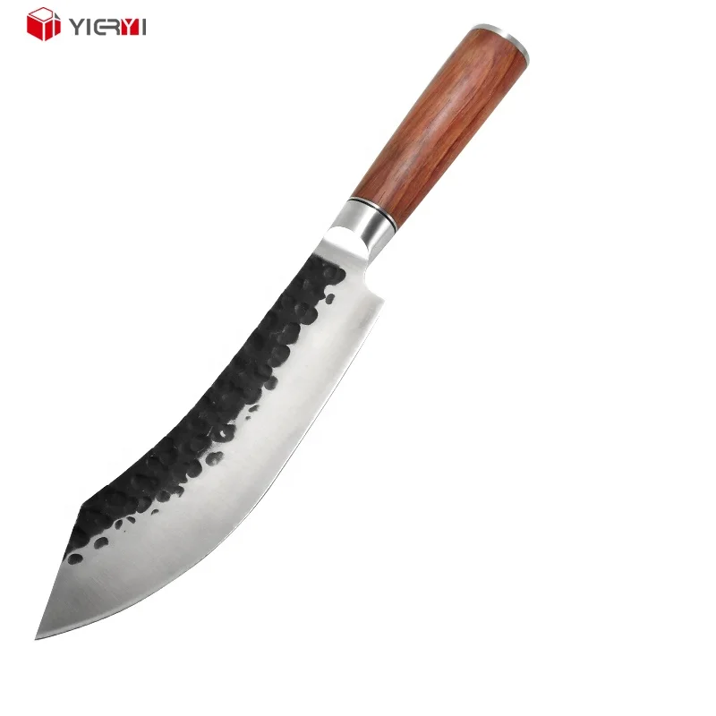 Full Tang Forged Butcher Slaughter Breaking Knives For Brisket Turkey BBQ  Roast Meat Carving Hammered Stainless Steel Blade