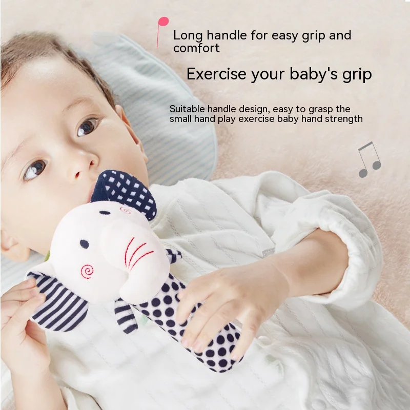 Hot selling baby toys black and white grab rings cute cartoon comfortable newborn toys