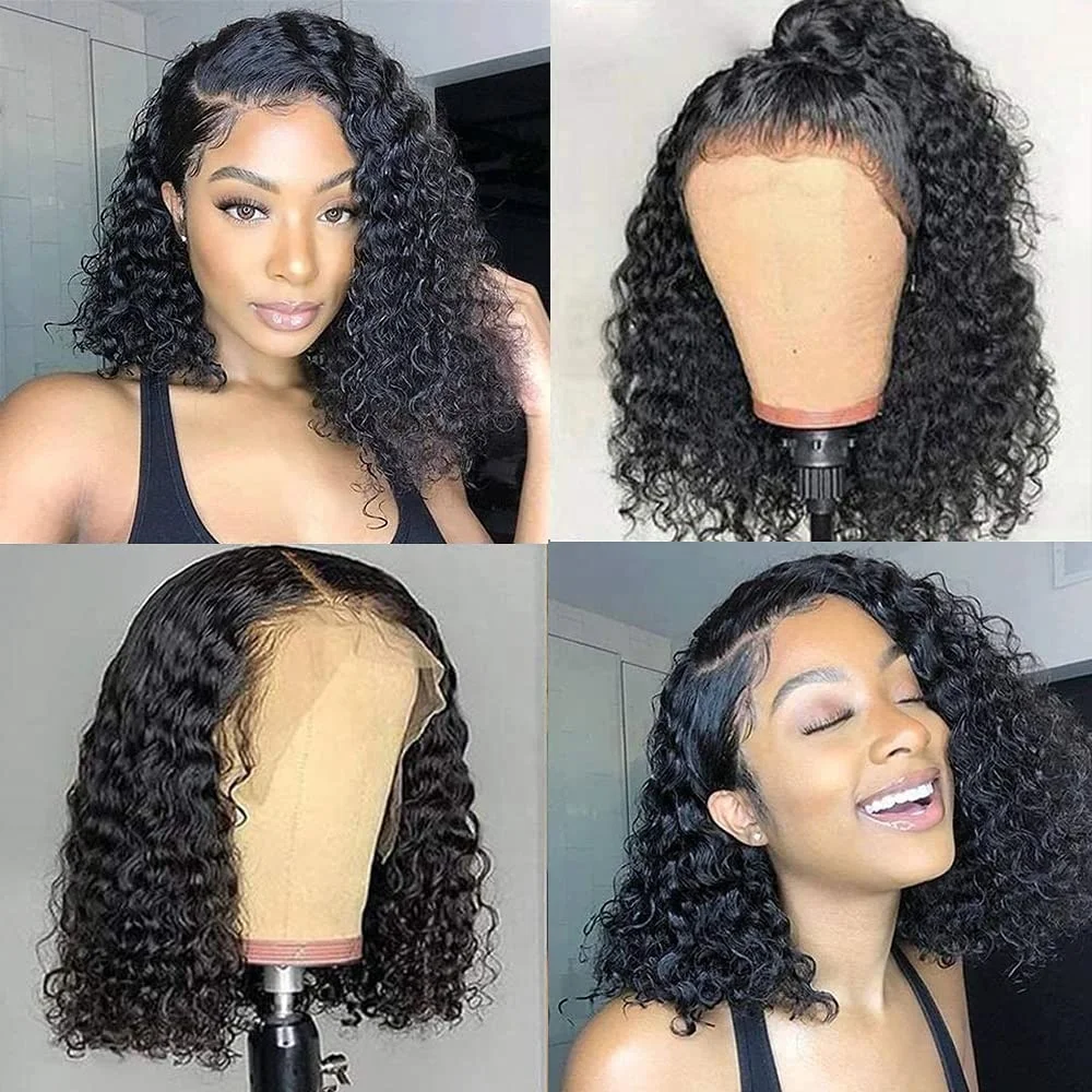 Unprocessed Raw Natural Lace Front Curly Bob Wig Wholesale Short Human Hair Lace Front Wig Brazilian Hair Hd lace Frontal Wigs