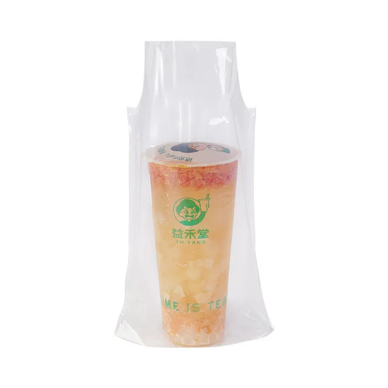 Single Double Cup Takeaway Custom Mesh Cup Holder Carrying Cooler Plastic Packaging Insulated Bubble Tea Bags