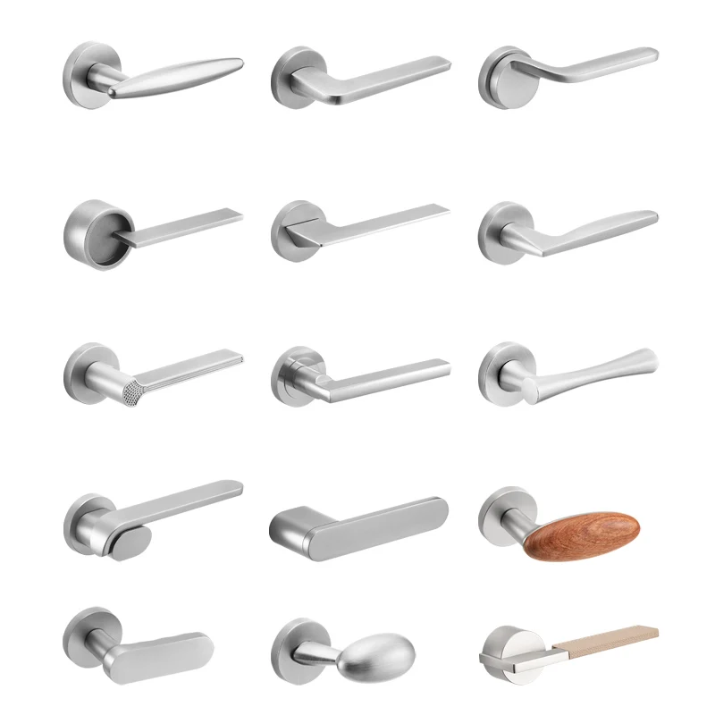 Modern Style American-Style Silvery Lever Door Lock for Hotel Interior Wooden Room High Quality Alloy Zinc Material for Bedrooms