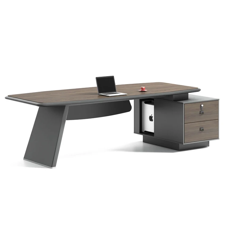Dark Modern MDF Executive Manager Boss Small Office Desk L-Shape with Competitive Price Wooden Convertible Feature