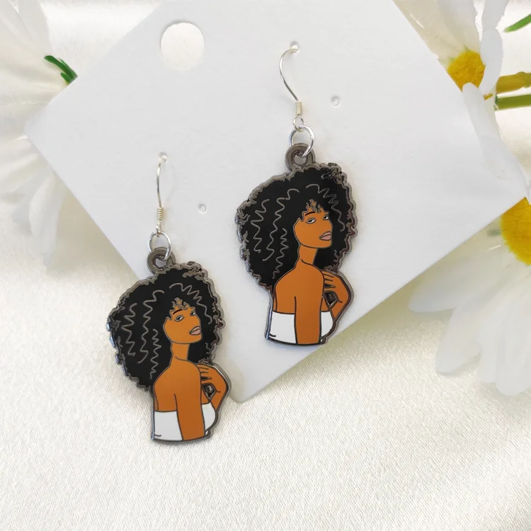 Custom korean design hard enamel 925 sterling silver hooks fashion women jewelry gold plated earrings with cards package