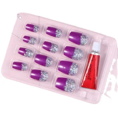 
Wholesale Nail Polish Sticker silver Glitter Bright Nails Art Decals Decorations Full Cover Wraps 