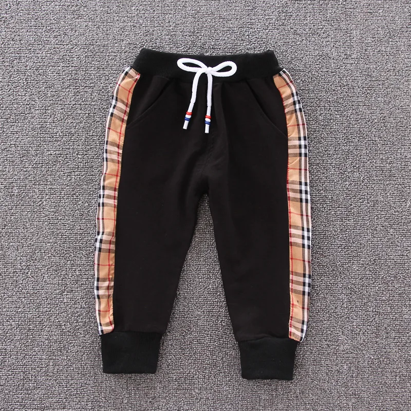 Комплекты одежды для мальчиков, Детский свитер, спортивные комплекты в клетку, подходящие цвета, для мальчиков и девочек, с длинным рукавом, оптовая продажа из двух предметов