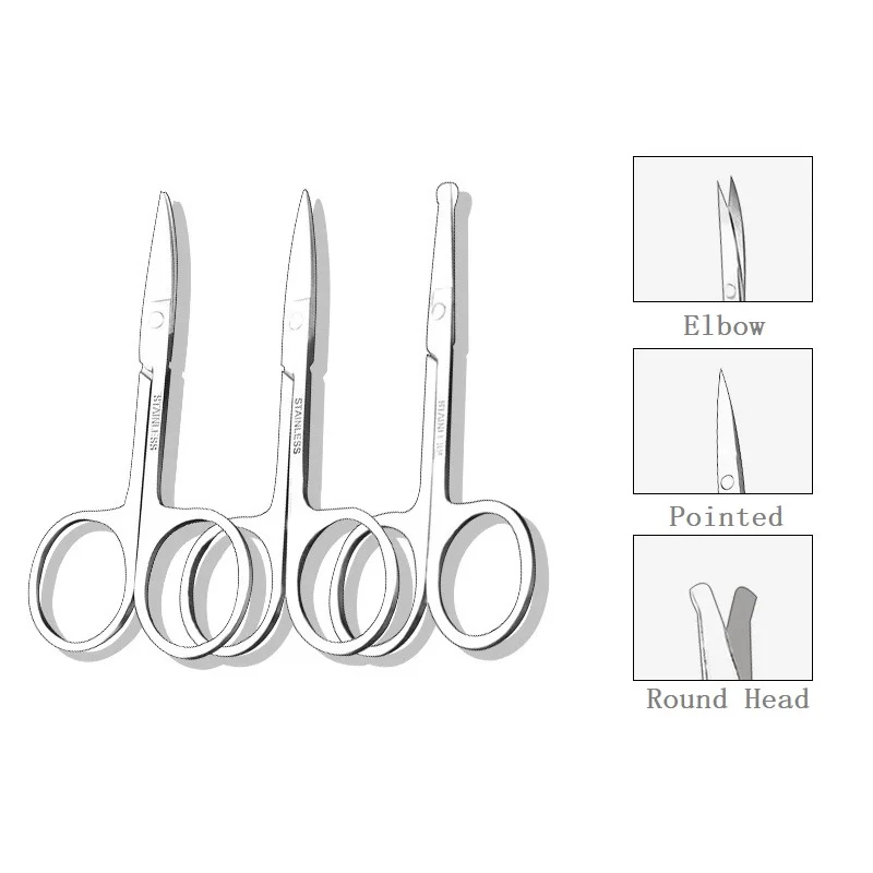 Stainless Steel Eyelash Scissor, Cuticle Scissors, False Eyelash Nose Hair Trimming Tools
