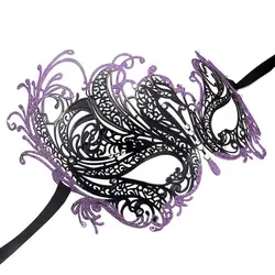 012B Black Purple Glitter Venetian Party Masks Black Metal Laser-cut Costume Shows Wedding Masquerade Mask