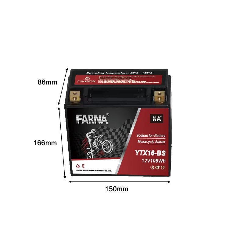 High CCA 9ah YTX16 High Quality Large Displacement 3000+ Cycle With BMS Motorcycle Battery Sodium-Ion