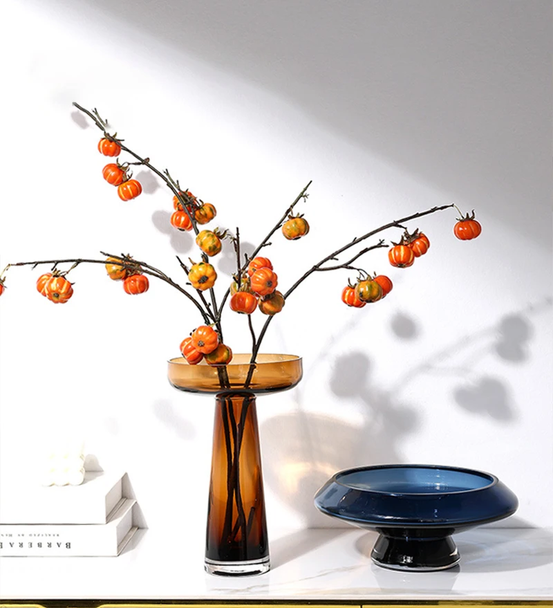 A set two pieces fashion new design handmade clear flower glass vase home decor crystal glasses