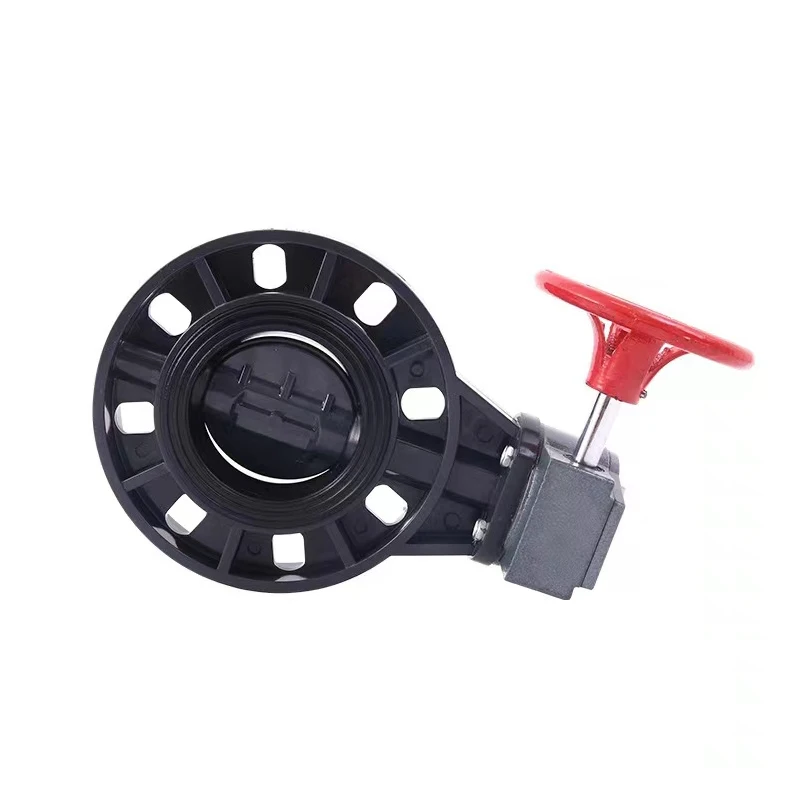 Hot sale jis 10K DN200 Worm Gear PVC Wafer Type corrosion chemical resistance Butterfly valve for sea water