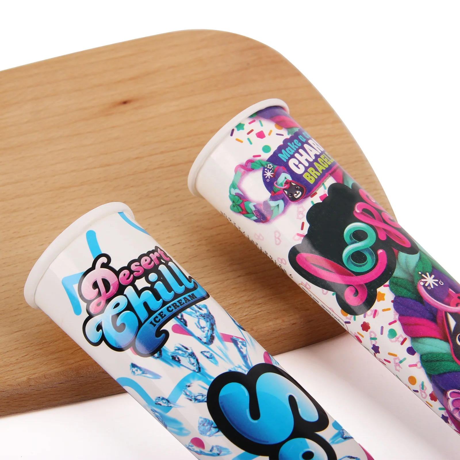 Customized design logo colorful various sizes 100ml disposable jelly calippo ice cream squeeze paper cup tube packaging cone