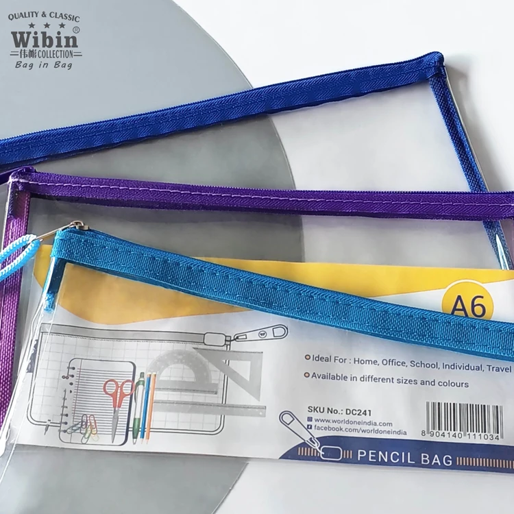 Waterproof and Transparent Multiple Style Folders Pencil Pouch Customizable Pencilcase Multi-color Optional Pencil Case Pouch