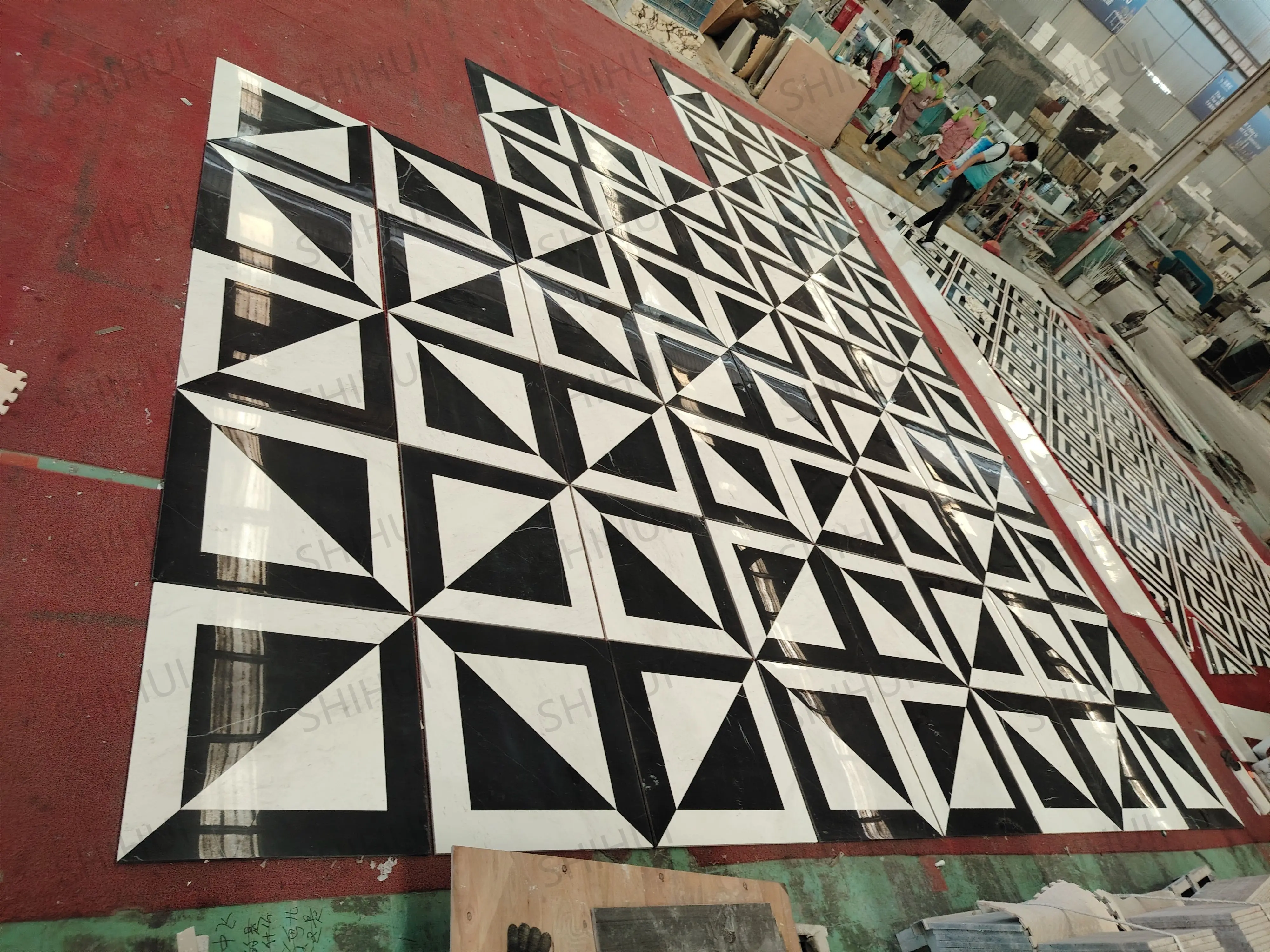 SHIHUI Black And White Marble Mosaic Tile Natural Stone Backsplash Polished Bathroom Floor and Wall Tile Mosaics