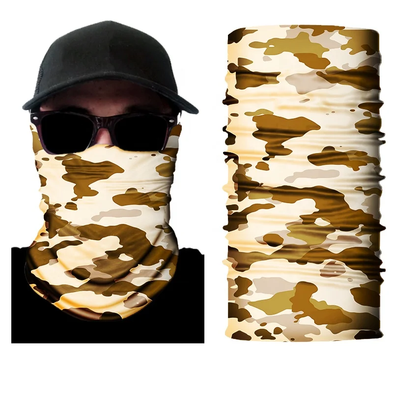 
2020 Spring Custom Logo 100% Polyester Camo Head scarf Printing Bandanas face shield For Women/Men 