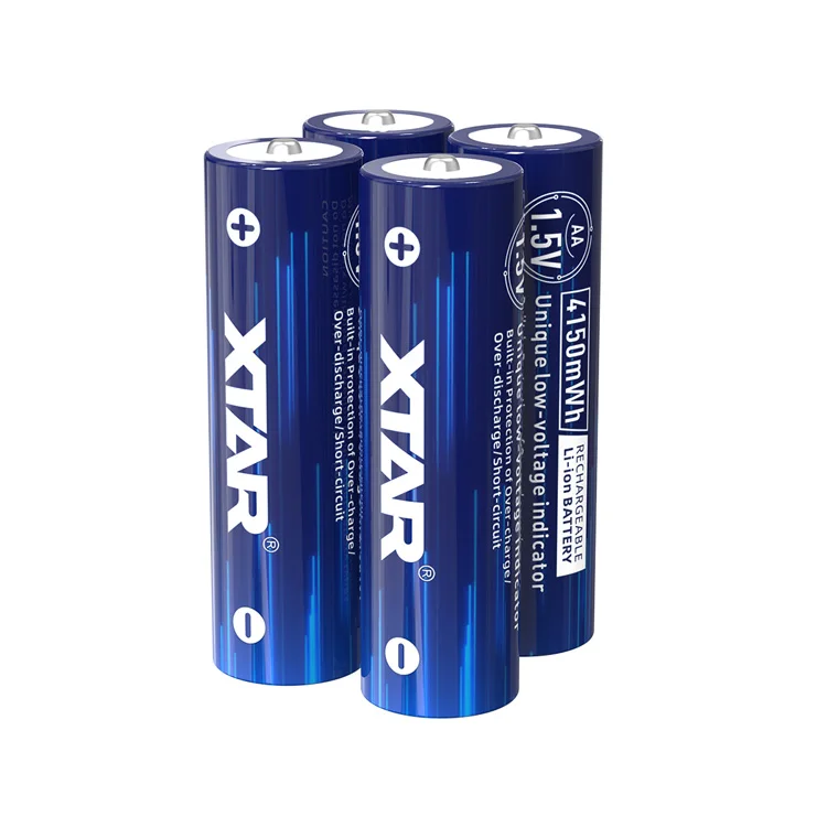 High capacity XTAR 4150mWh 1.5v Lithium ion rechargeable aa batteries for microphones headlamp outdoor light