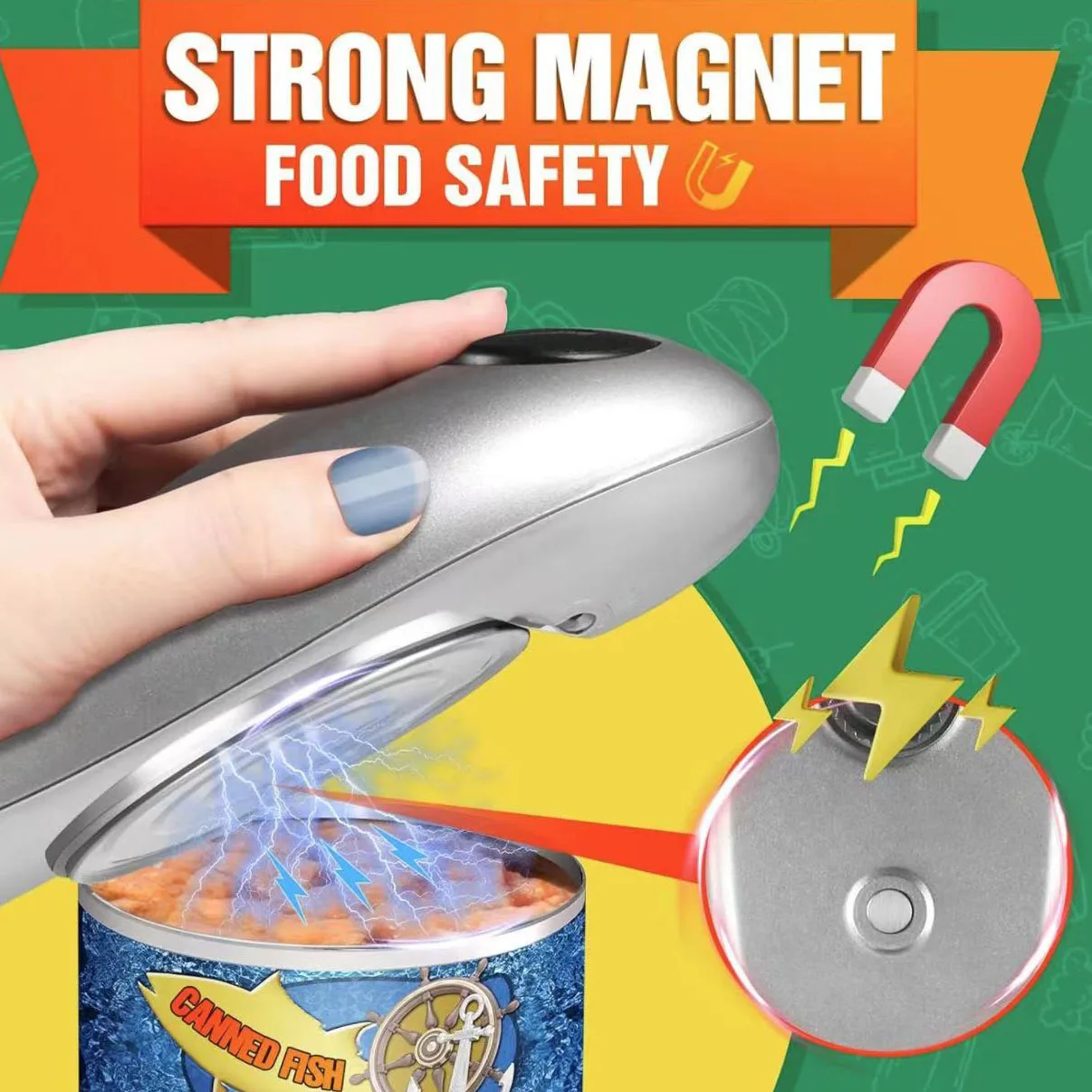 BST Electric battery operated smooth edge smart one-touch can opener plastic nonslip bottle opener for kitchen