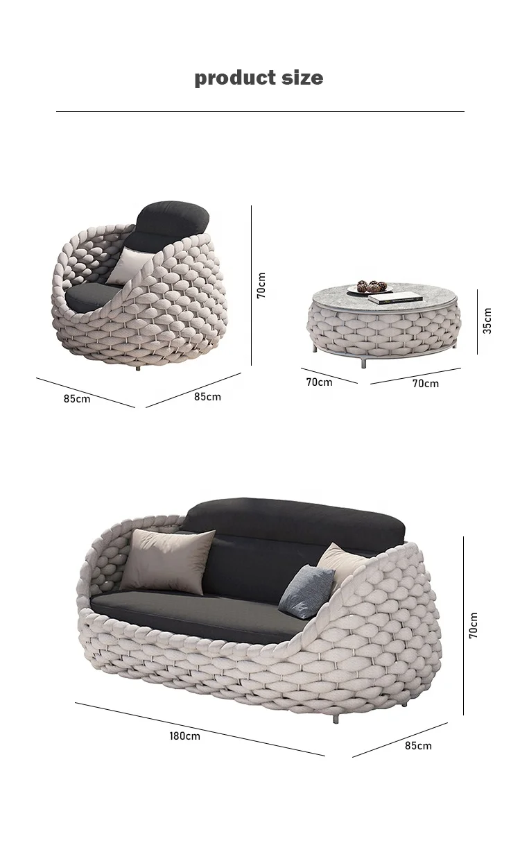 Modern Luxury Aluminum Frame Patio Furniture Set Waterproof Terrace Fabric for Living Room Hotel for Vine Garden Outdoor Use