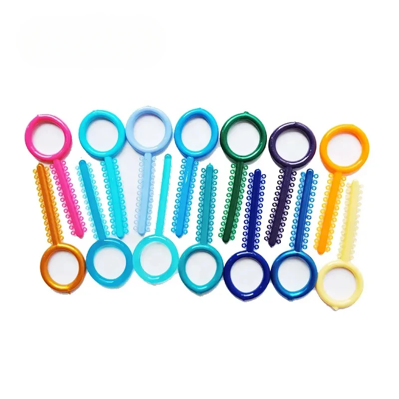 Yahong Dental Sticks Orthodontic Elastic Ligature Ties O Rings Power Chain Multi-color Rubber Plastic Elastomeric Ties for Brace