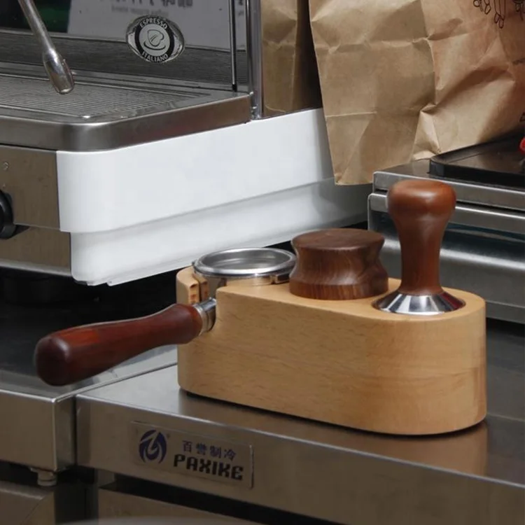 Simple High Quality 58mm Wood Outdoor Camping Coffee Tamper Set Coffee Tamper Distributor