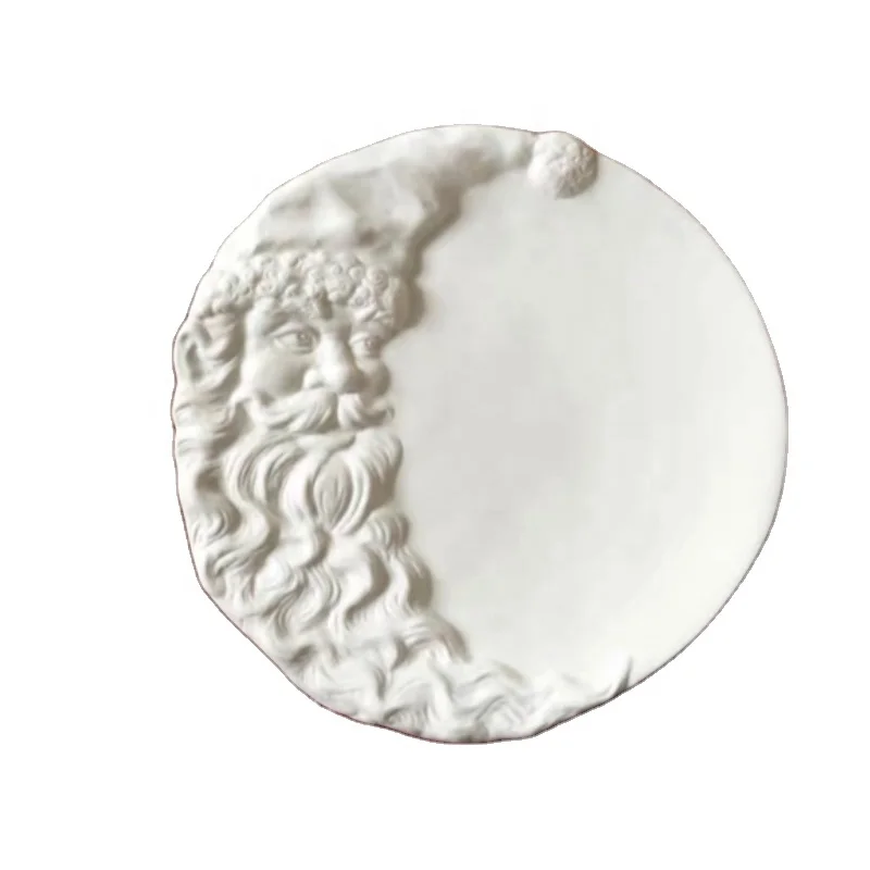 Santa Claus Heavy Handmade High Temperature Santa Claus Ceramic Moon Plate holiday gifts Christmas