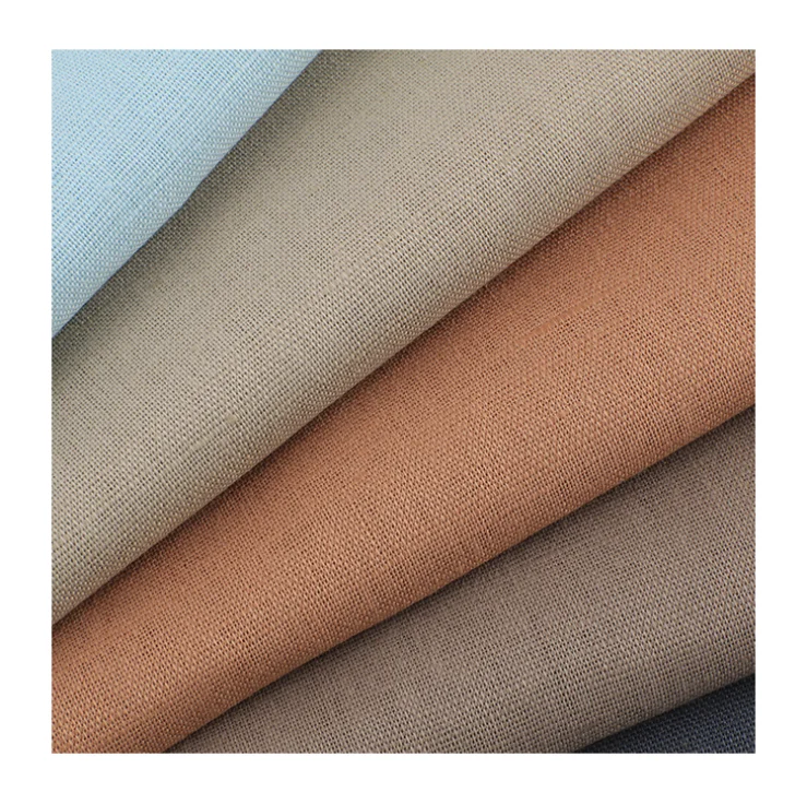 2021 fashion style Cotton and linen dress fabric High-density plain Woven 21*14 Cotton Linen Fabric