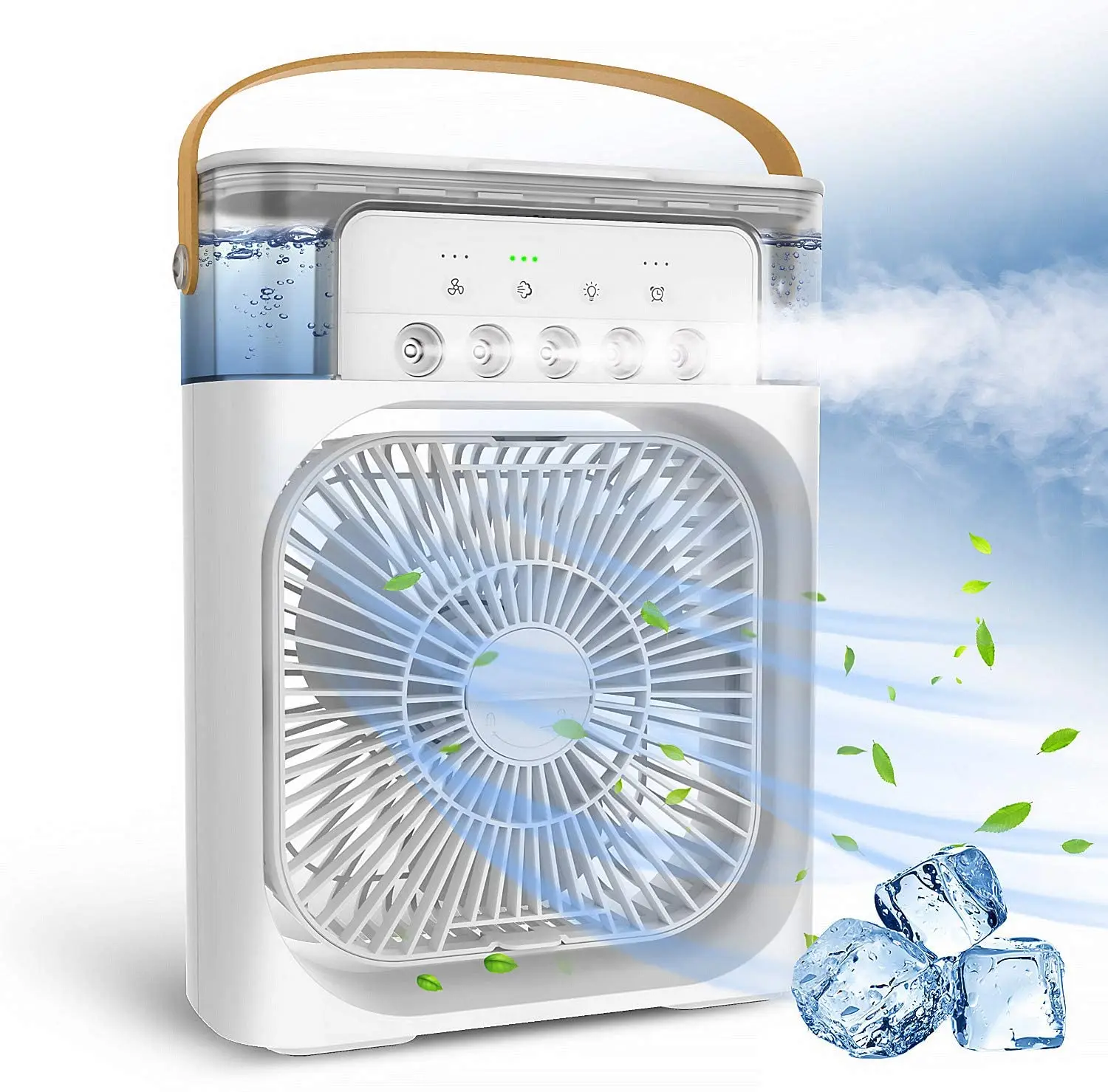 Household Cooling Fan USB Rechargeable Head Adjustable Air Cooling Fan Water Cooled Air Conditioning