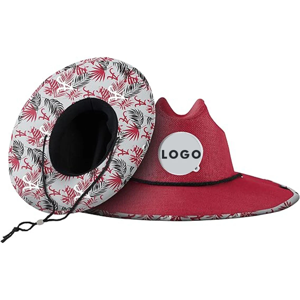Men Women Summer Sports Travel Printed Cowboy paper cloth Panamanian Straw Hat Lifeguard Surf Surf Straw Hat
