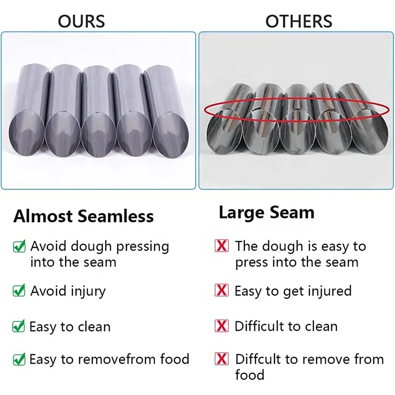 
Stainless Steel 5-inch Large Cannoli Molds Diagonal Shaped Puff Pastry Cream Horn Croissant Cannoli Tubes 