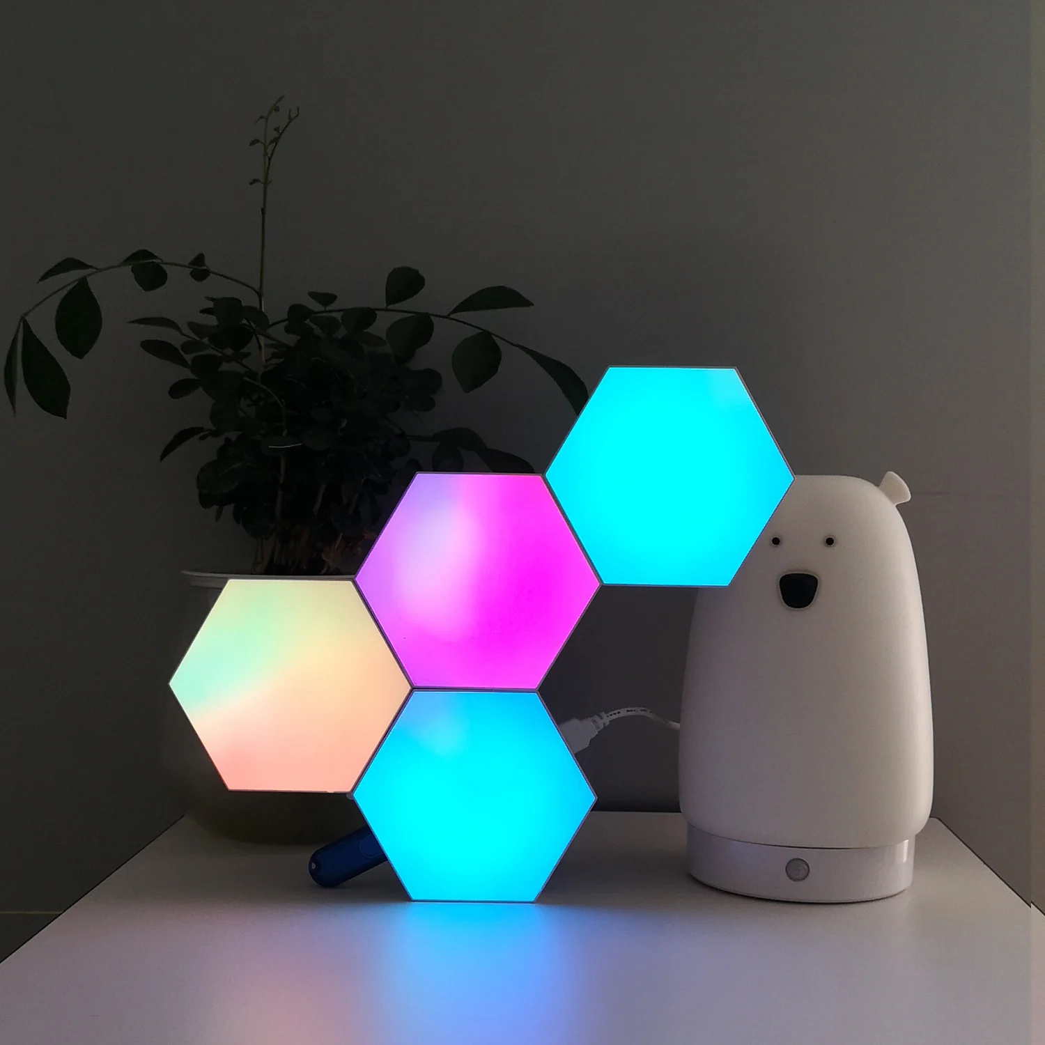 RGB hexagon smart light mobile Phone APP control innovative product ideas 2020 modular led light modern night lights for home