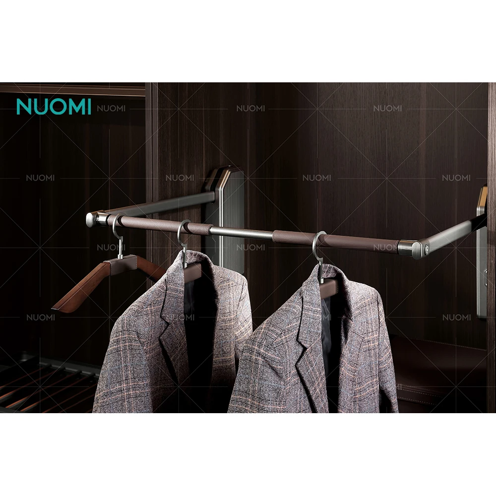 NUOMI HERA Wardrobe Hardware Accessories Smart Electric Lift Hanger Clothes Rack Rod Metal Soft Close Rail Pull Down Lift Hanger