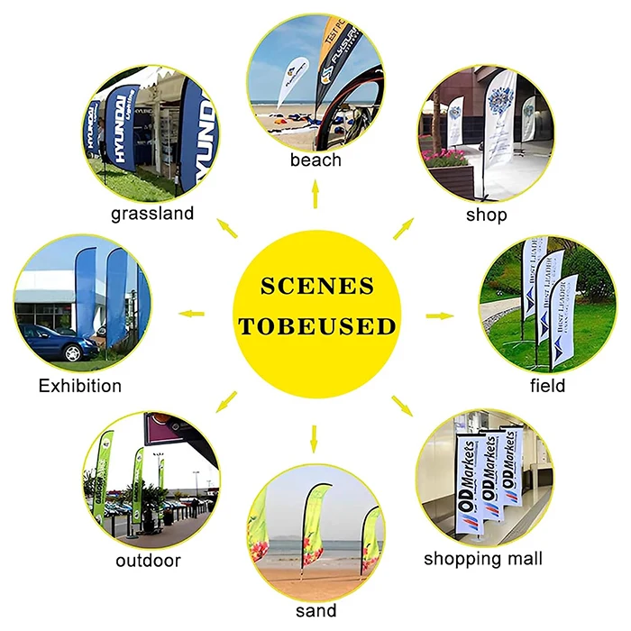 Promotion Advertising Campaign Outdoor Custom Flying Banners Bali Bow Sail Swooper Teardrop Feather Beach Flags With Spike Base