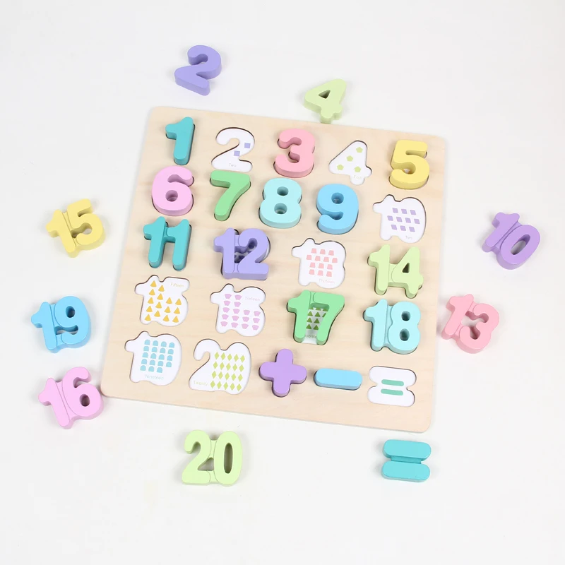 Toy 3D Puzzle Colorful Math The Letter Plate Montessori Educational Toys Hot Sale Customize Hottest Wood for Child Color Box DQ