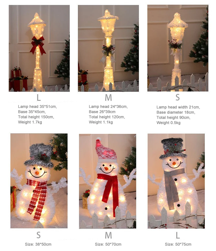Indoor LED Winter Holiday Yard Supermarket Decoration Luminous Xmas Snowman Deer Christmas Snowman