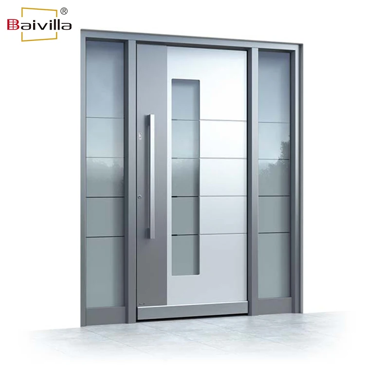 Heavy duty luxury design metal front entry security doors villa exterior main entrance steel pivot door