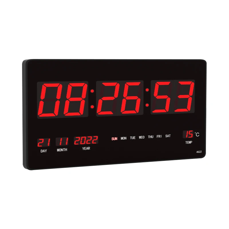 Jinling Shiyin LED Digital Clock Temperature display calendar for Home Bedroom Office Large screen square wall-mounted