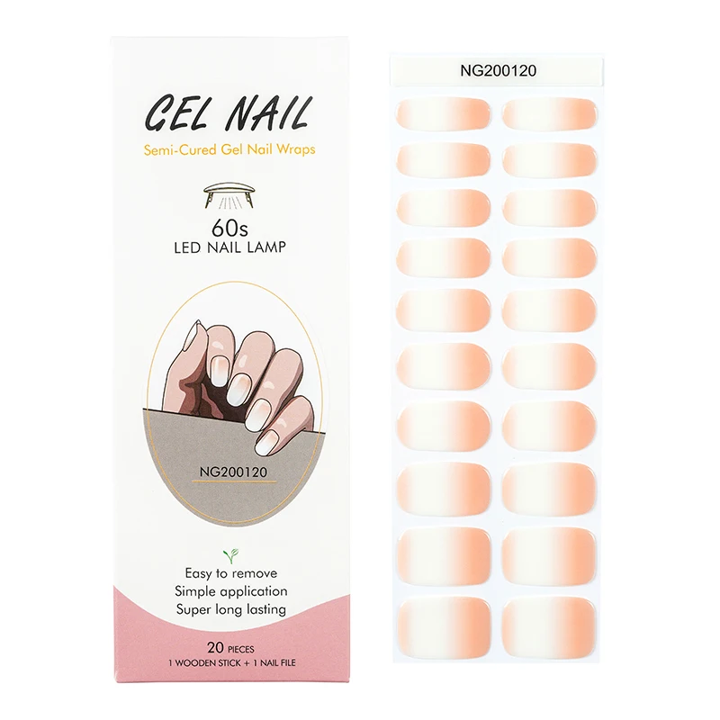 2024 Uv gel french style nail beauty product wholesale new UV Gel Nail stickers semi cured gel nail wraps