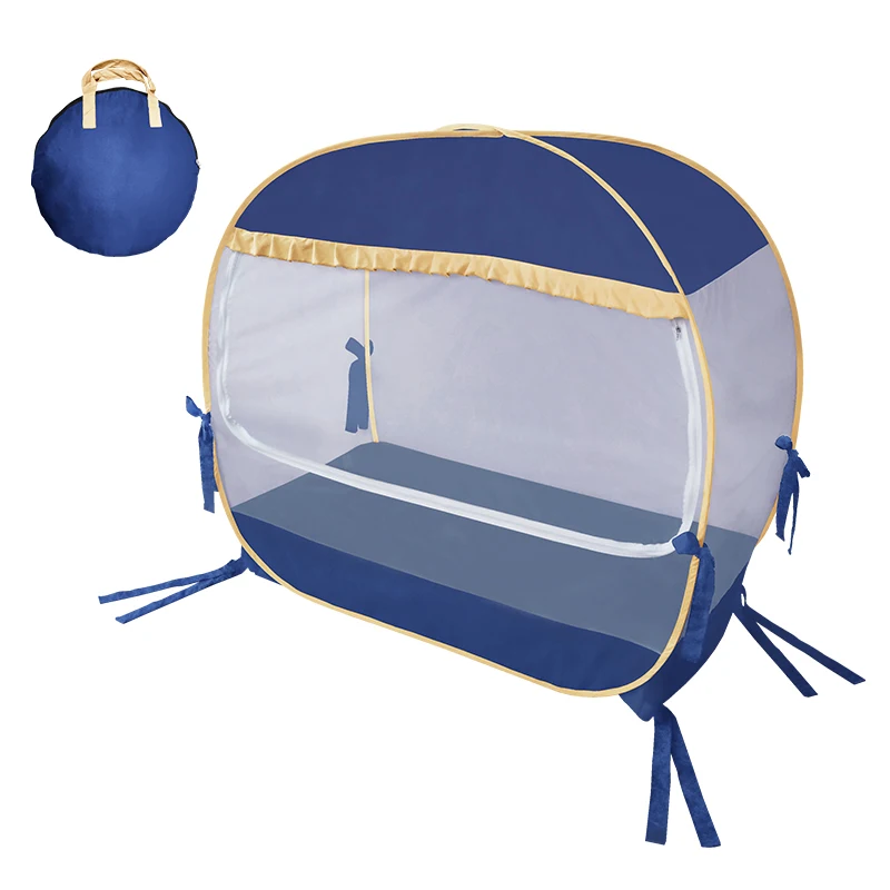 
Royal Blue Baby Care Crib Bed Nets Prevent Infant Climbing Free Install Auto Pop up Foldable Satin Mosquito Net Tent 