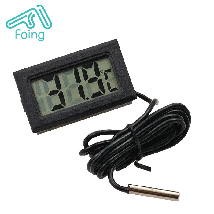 Black water temperature meter Mini embedded electronic digital thermometer with waterproof probe without battery