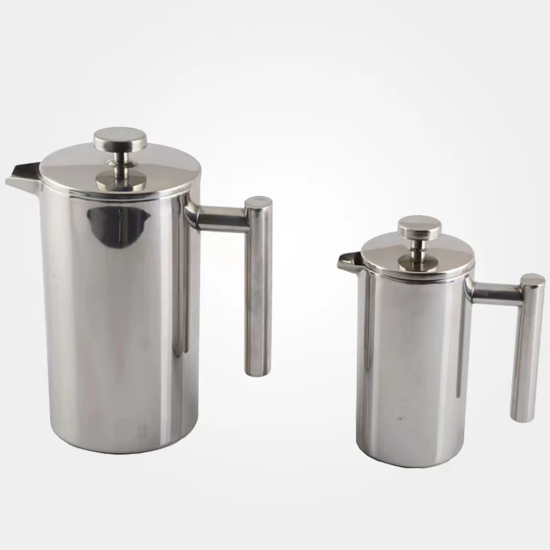 Дешевая яркая металлическая кофейная кружка с двойными стенками 800 мл для кемпинга французским прессом путешествий поршень кофе