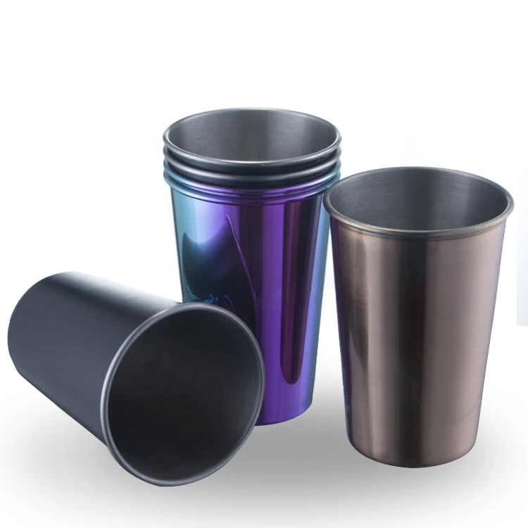 Custom Logo Stainless Steel Cup, Stackable Stainless Steel Pint Cup 16 Oz Water Tumbler Pint Glass