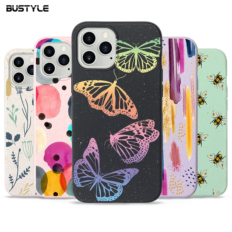 
Customization Logo Designers Wheat Straw Biodegradable Eco Friendly Recycled Phone Case For iPhone xs xr 12 11 pro max Cover 
