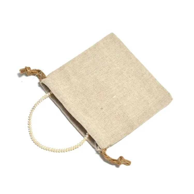 Custom Made Hot Sell Eco Jute Fabric Linen Drawstring Pouch Wholesale LN-60