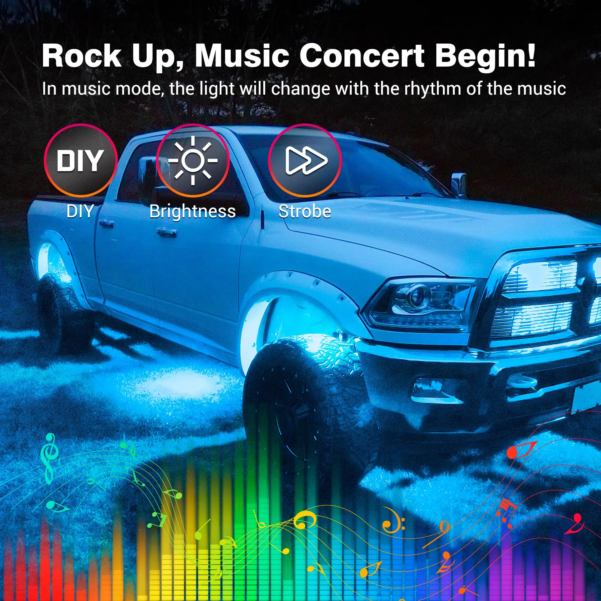 MICTUNING Q1 RGB светодио дный рок-свет-4 стручки многоцветные светящиеся неоновые огни приложение дистанционное управление для SUV ATV SUV пикап offraod