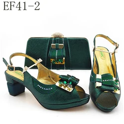 latest fashion ladies party shoes with matching bags set flat heel platform shoes decorated with stones  EF41