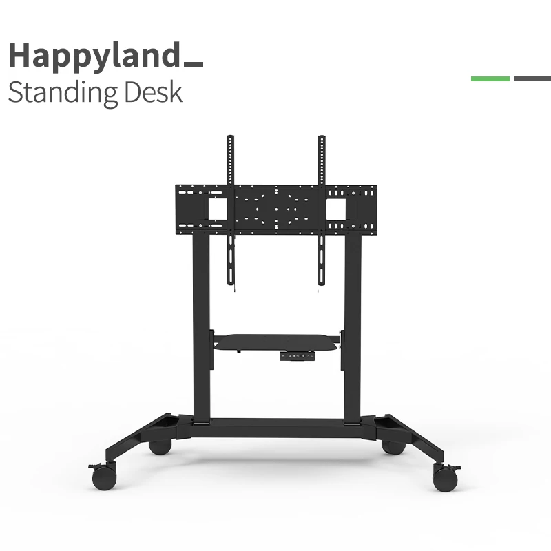 BRF2A Modern Electric Height Adjustable TV Lift Portable Mobile TV Trolley Cart Pedestal Stand with Wheels Rotate 360 Degree