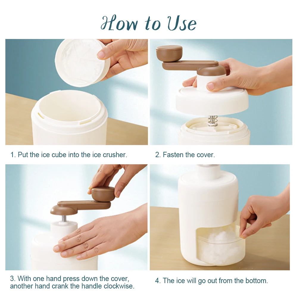 Handle DIY Ice Crusher Manual Portable Ice slush Maker home Snow Cone Smoothie Ice Shaver