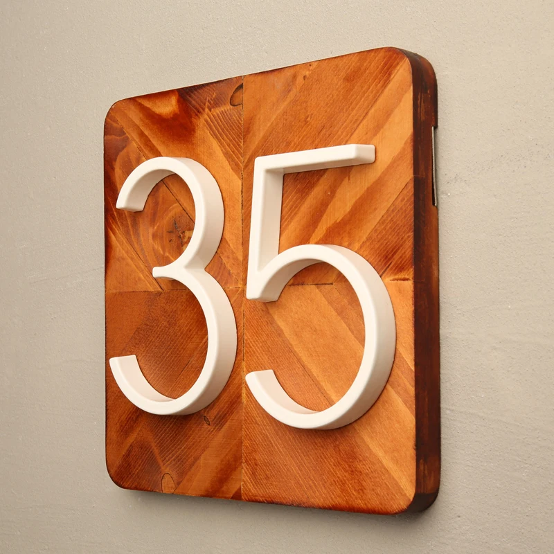 125mm outdoor sign White Floating Modern House Number