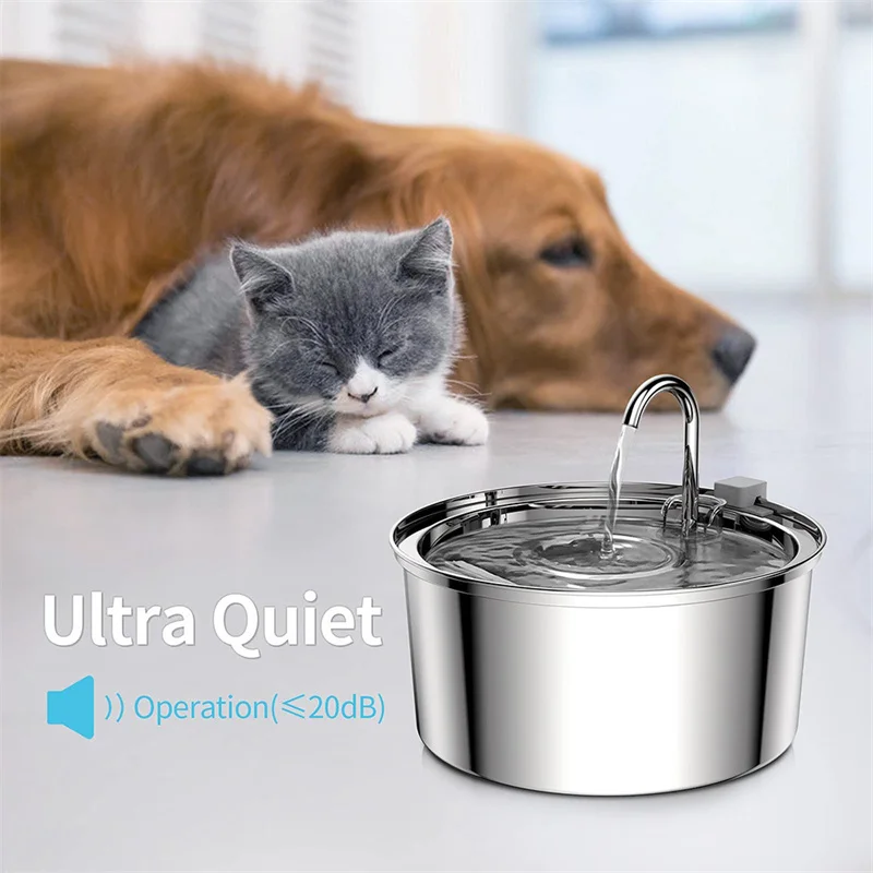 Hot Sale Cat Water Fountain Dog Water Dispenser Drinking Fountain Stainless Steel Pet Water Fountain
